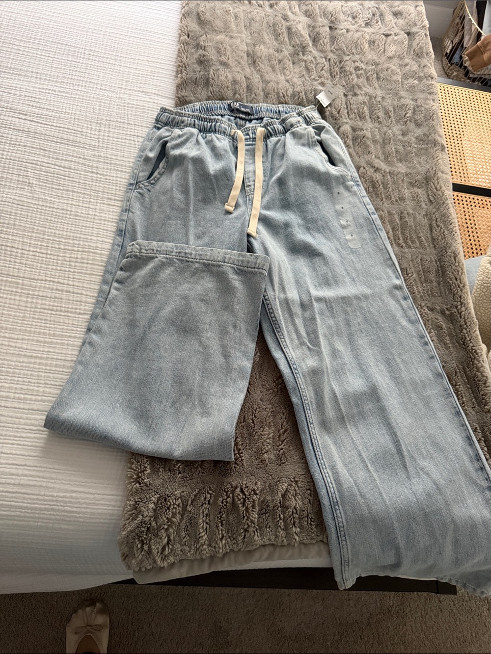 GAP Light Blue Drawstring Wide-Leg Jeans